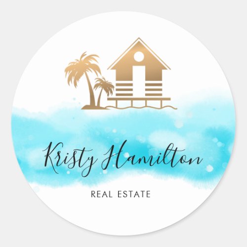 real estate professional house realtor beach house classic round sticker