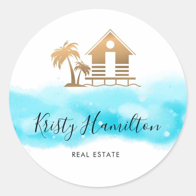 real estate professional house realtor beach house classic round sticker (Front)