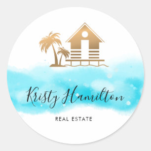 real estate professional house realtor beach house classic round sticker