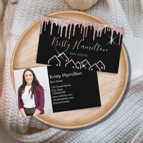 real estate professional house realtor blush photo business card