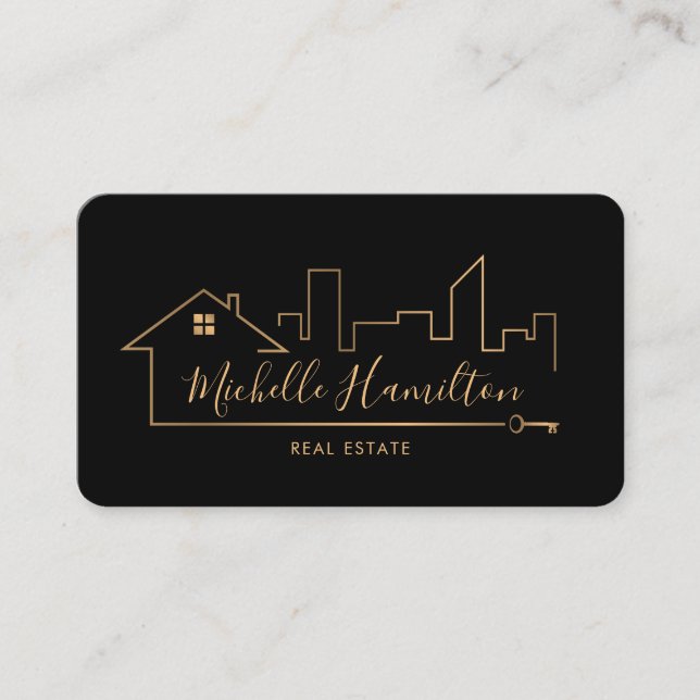 real estate professional house realtor gold photo  business card (Front)