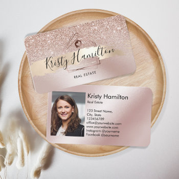 Real Estate Professional House Realtor Gold  Photo Business Card by smmdsgn at Zazzle