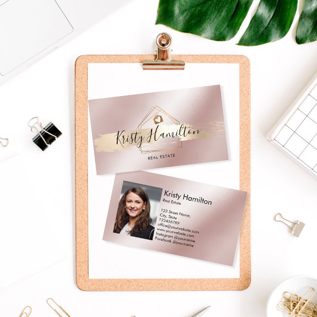 real estate professional house realtor gold  photo business card (Creator Uploaded)