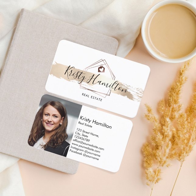 real estate professional house realtor gold  photo business card (Creator Uploaded)
