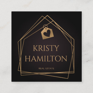 real estate professional house realtor gold square business card