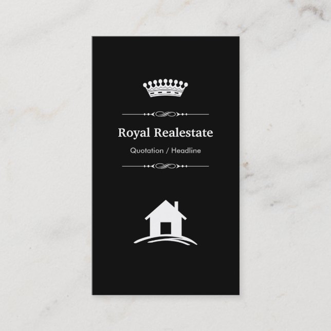 Real Estate - Professional Modern Black White Business Card (Front)