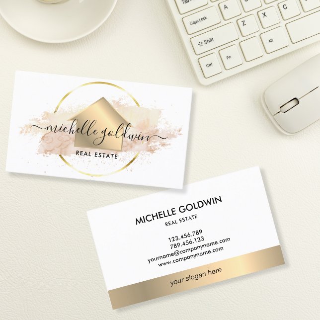 Real Estate Professional Modern Script House Busin Business Card (Creator Uploaded)