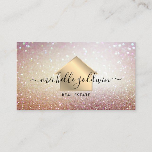 Real Estate Professional Modern Script House Busin Business Card (Front)