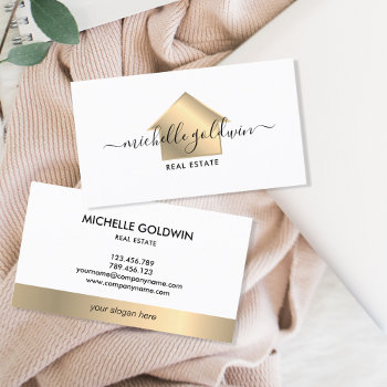 Real Estate Professional Modern Script House Business Card by smmdsgn at Zazzle
