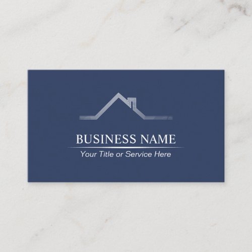 Real Estate Professional Navy Blue Construction Business Card