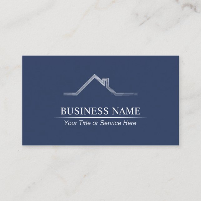 Real Estate Professional Navy Blue Construction Business Card (Front)