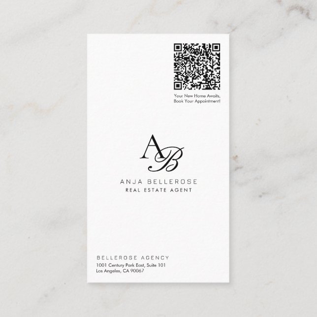 Real Estate Professional Photo Elegant Monogram Business Card