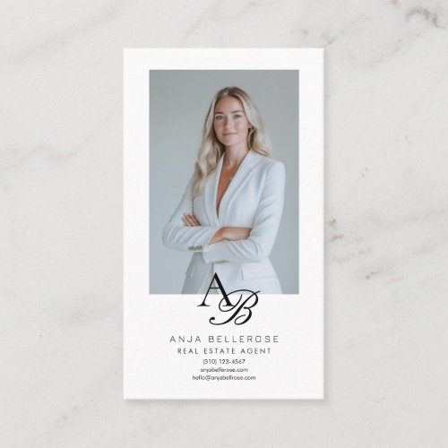 Real Estate Professional Photo Elegant Monogram Business Card