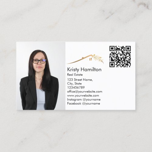 real estate professional realtor add photo QR code Business Card