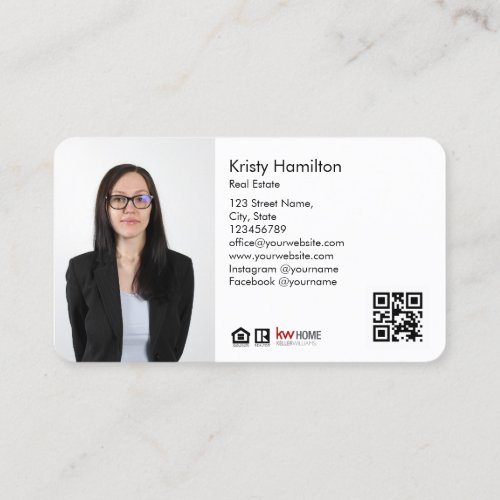 real estate professional realtor add photo QR code Business Card