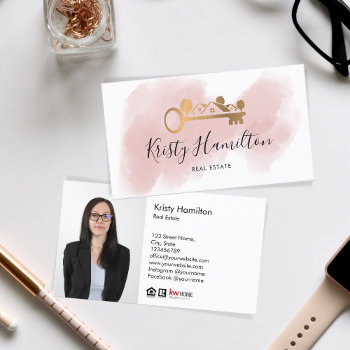 Real Estate Professional Realtor Key Add Photo  Bu Business Card by smmdsgn at Zazzle
