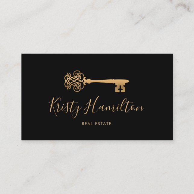 real estate professional realtor key add photo  bu business card (Front)