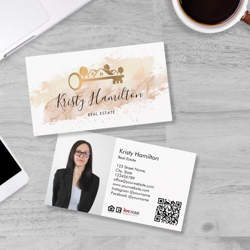 real estate professional realtor key photo QR code Business Card