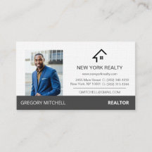 Real Estate Profile Gray and White Business Card