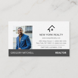Real Estate Profile Gray and White Business Card
