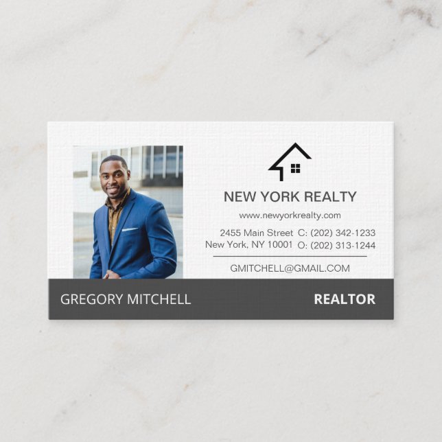 Real Estate Profile Gray and White Business Card (Front)