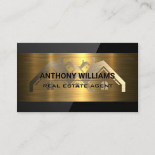 Real Estate Properties Gold Metallic Gloss Business Card