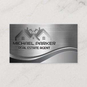 Real Estate Properties Metal Business Card