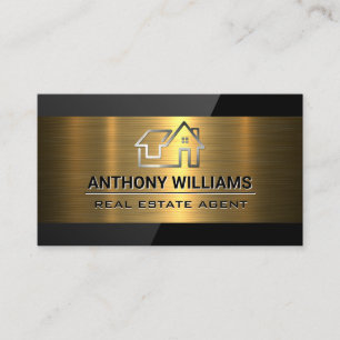 Real Estate Property Gold Brushed Black Gloss Business Card
