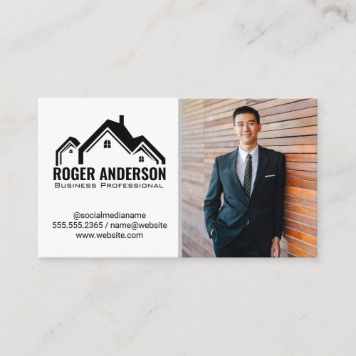 Real Estate Property Home Logo  Business Man Business Card
