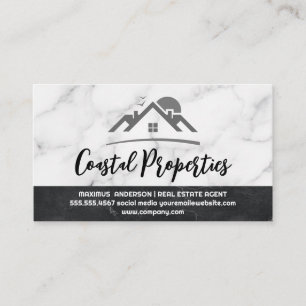 Real Estate Property Logo Marble Background Business Card