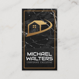 Real Estate Property Logo Marble Leather Business Card