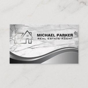 Real Estate Property Logo Minimalist Metal Business Card
