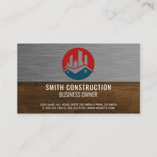 Real Estate Property  Metal Wood  Construction Business Card