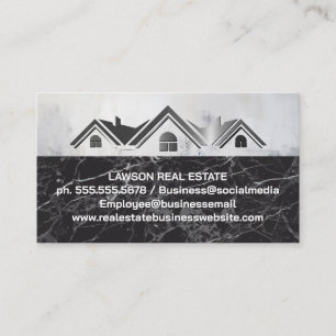 Real Estate Property Metallic Logo Black Marble Appointment Card