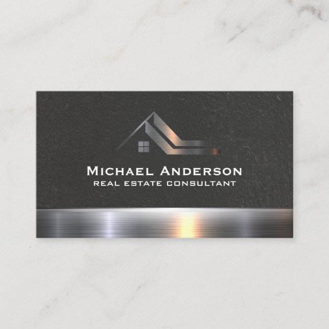 Real Estate Property Metallic Trim Business Card (Front)