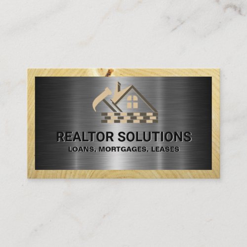 Real Estate Property | Metallic Wood | Builders Business Card