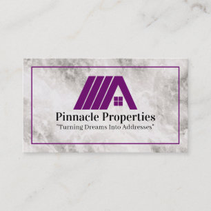 Real Estate Property Purple Logo Marble Business Card