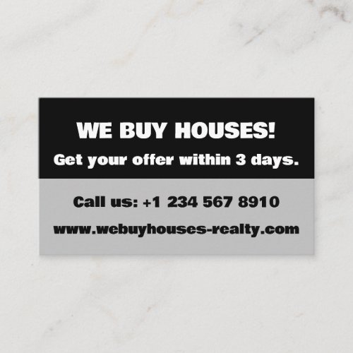 Real Estate Property Seller We Buy Houses Business Card