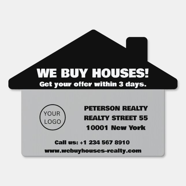 Real Estate Property Seller We Buy Houses Sign (Front)