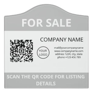 REAL ESTATE QR CODE FOR SALE LISTING GREY DOOR SIGN