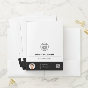 Real Estate Realtor Custom Logo Photo QR Pocket Folder