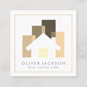Real Estate Realtor House Logo Square Business Card