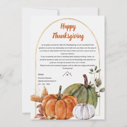 Real Estate Realtor Thanksgiving Recipe Pop By  Holiday Card