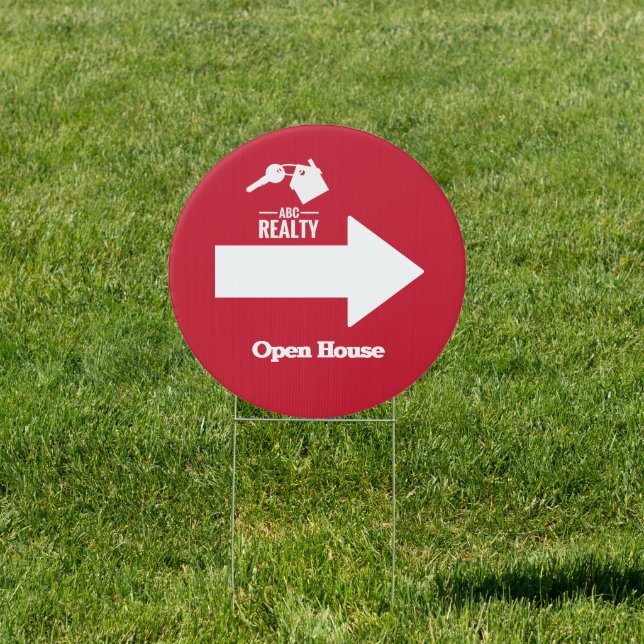 Real Estate Red Directional Sign With Logo (Insitu)