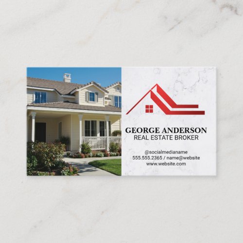 Real Estate Red Logo | House | Properties Business Card