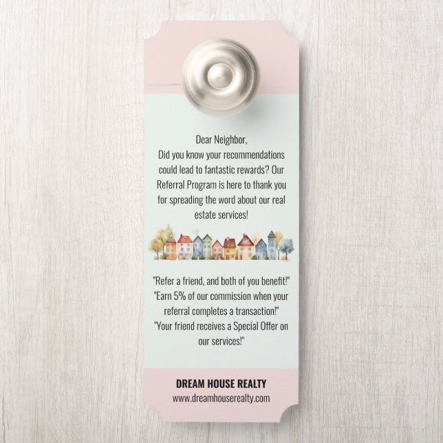Real Estate Referral Program Door Hanger (On Knob)