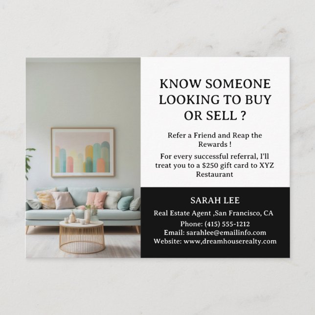 Real Estate Referral Reward  Postcard (Front)