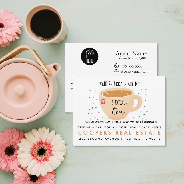 real estate referrals special tea marketing announcement postcard (Creator Uploaded)