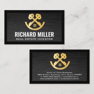 Real Estate Roof Gold Keys and House Logo Business Card