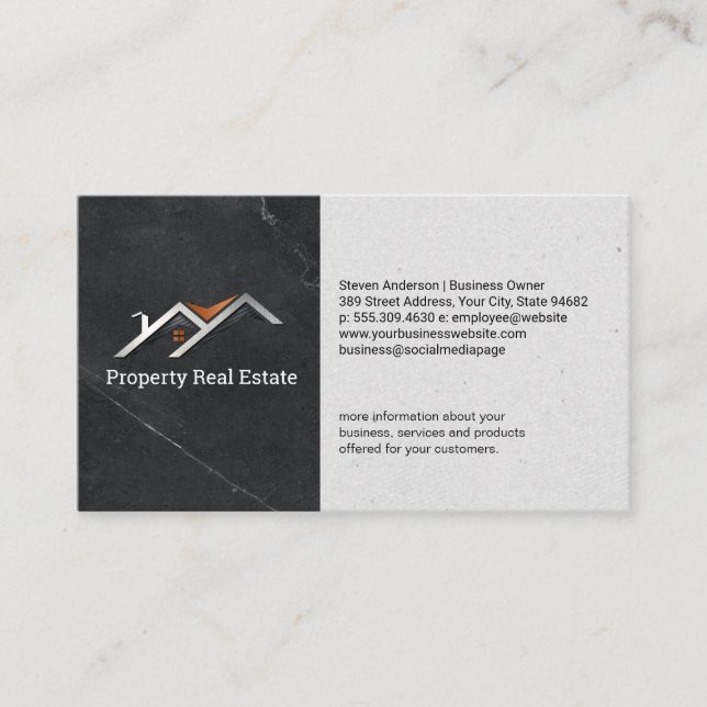 Real Estate Roof Logo Business Card (Front)